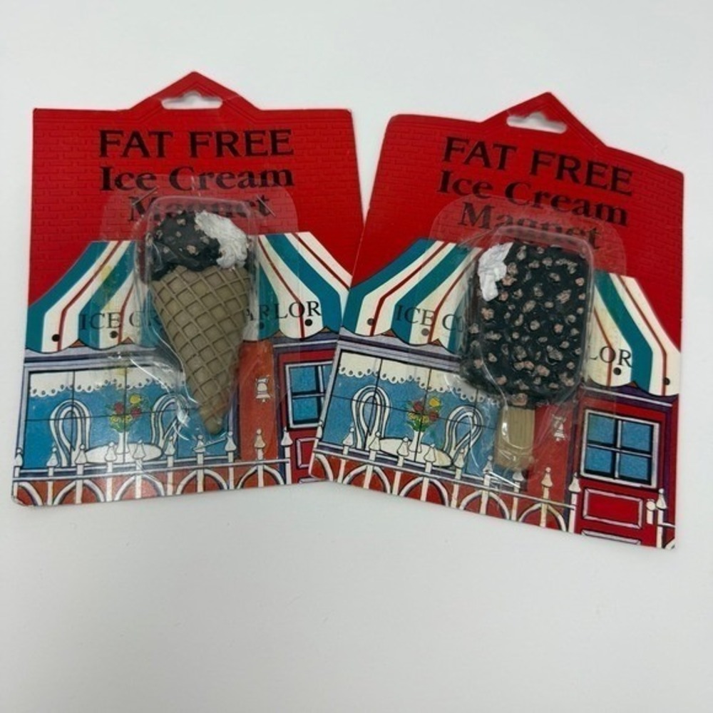 2 lot Vintage Food Refrigerator Magnets Ice Cream Kitsch